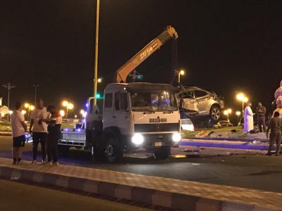 بالصور..وفاة قائد سيارة بسبب انفجار الاطار في طريف