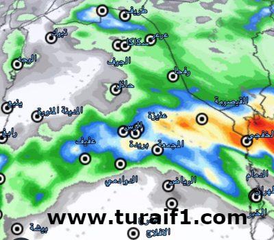 تنبيهات صباحية لمناطق الحدود الشمالية لحالة تقلبات مناخية يتواصل بعضها حتى يوم غد.