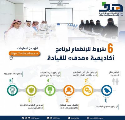 صندوق تنمية الموارد البشرية يعلن شروط الالتحاق في أكاديمية “هدف” للقيادة