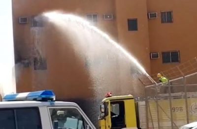 حريق بأحدى الشقق السكنية بحي الخليج بطريف