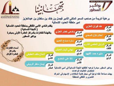 أدبي الشمالية يعلن أسماء الفائزات في مسابقة پواكير السطور