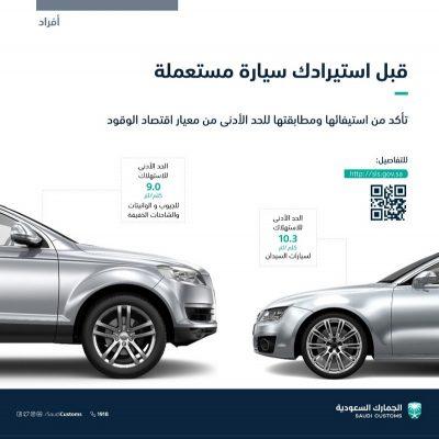 “الجمارك” تدعو للتأكد من مطابقة السيارات المستوردة لمعايير اقتصاد الوقود