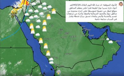 خبير الطقس يتوقّع: هطول أمطار من خفيفة لمتوسطة على تبوك والجوف وأجزاءٍ من المرتفعات