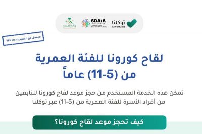 في 6 خطوات .. “توكلنا” يتيح حجز لقاح كورونا للفئة العمرية من 5-11عاماً