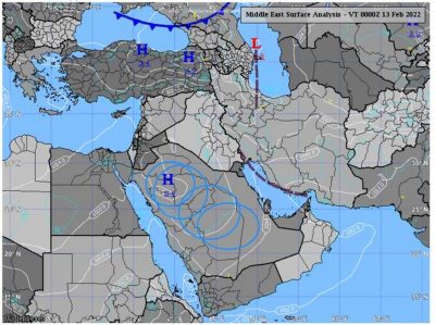 “H” يتربع ويطول ليمنع الأمطار.. “المسند”: رياح باردة وغبار بهذه المناطق
