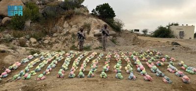 حرس الحدود يحبط تهريب 18.2 طن قات وأكثر من 1.5 طن حشيش في 4 مناطق