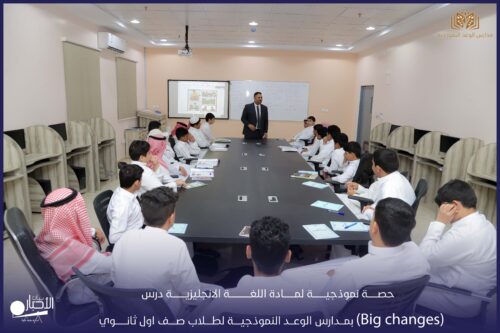 بالفيديو والصور .. مدارس الوعد النموذجية تقيم حصة نموذجية لطلاب صف الثاني المتوسط بمادة الرياضيات
