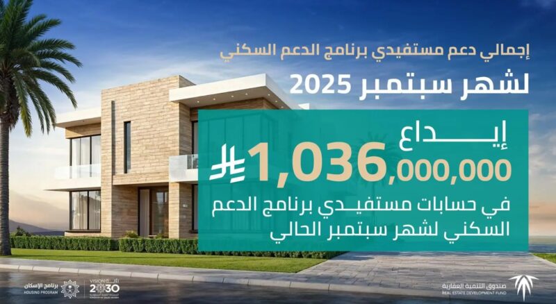 إيداع مليارًا و36 مليون ريال في حسابات مستفيدي برنامج الدعم السكني لشهر سبتمبر