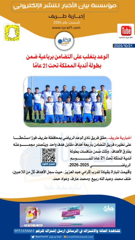 بالصور.. الوعد يتغلب على التضامن برباعية ضمن بطولة أندية المملكة تحت 21 عامًا