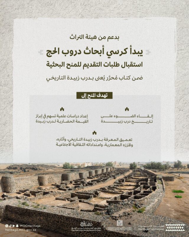 بدعم هيئة التراث.. كرسي أبحاث دروب الحج يبدأ استقبال طلبات المنح البحثية