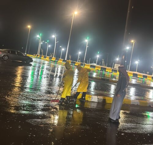 بالصور.. بلدية طريف ترفع الجاهزية ومستوى الاستعداد للحالة المطرية