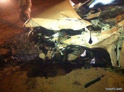 إصابة زوج و زوجته بإصابات خطيرة في حادث أمام محطة الشمال بطريف(صور)