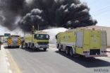 بالصور..مدني رفحاء يخمد حريق اندلع بمستودع للخردة بحي الصناعية